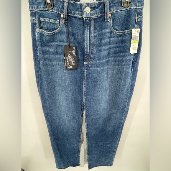 PAIGE Raw Hem Angela Maxi Denim Skirt in Sketchbook Size 30 NWT - Picture 1 of 7